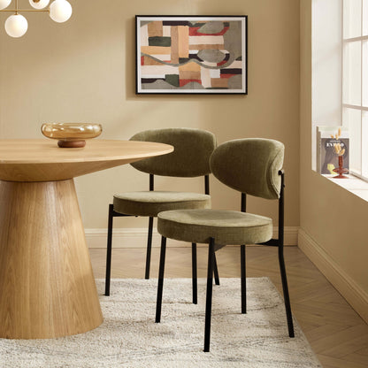 Mia Set of 2 Dining Chairs - Chenille Olive - DUSK