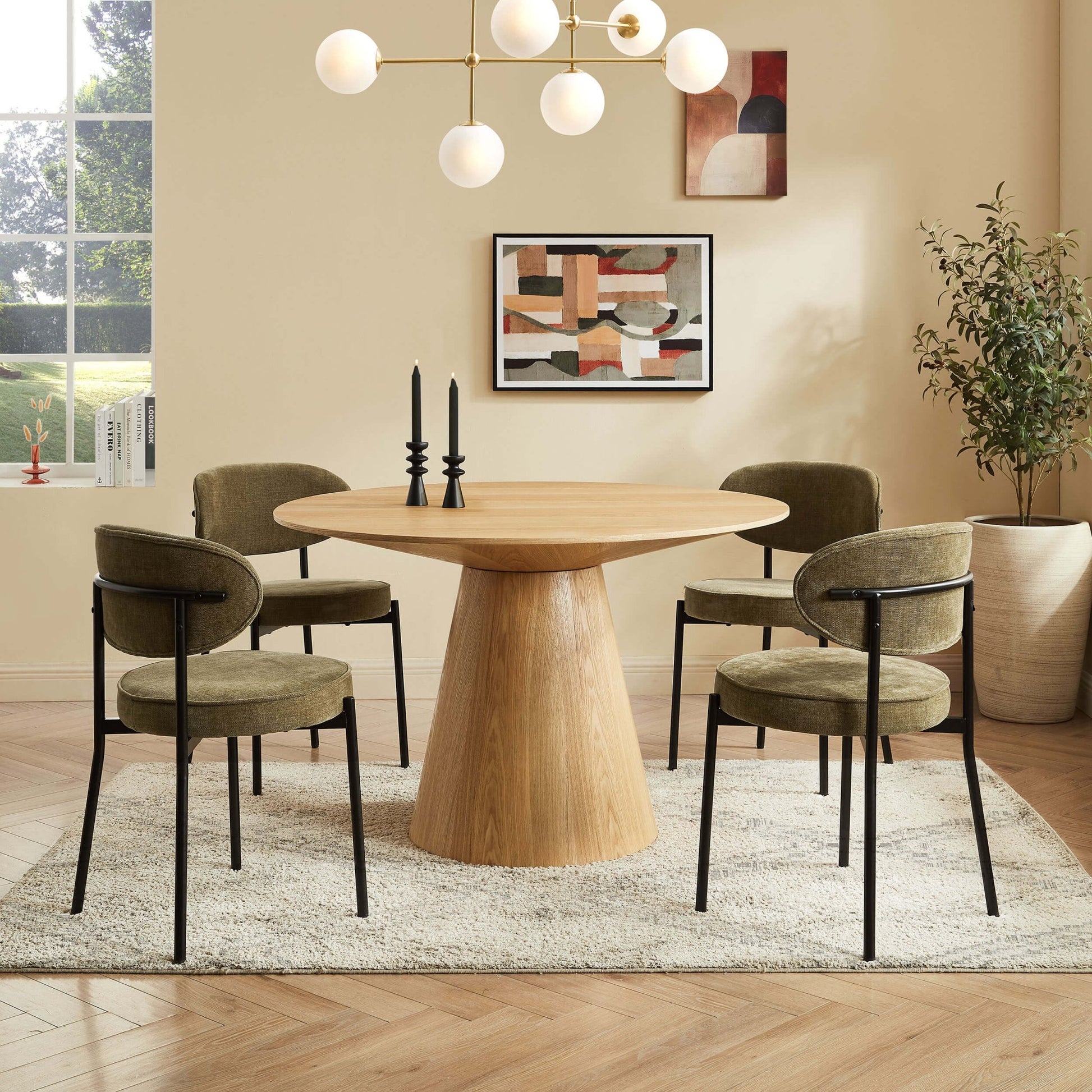 Mia Set of 2 Dining Chairs - Chenille Olive - DUSK