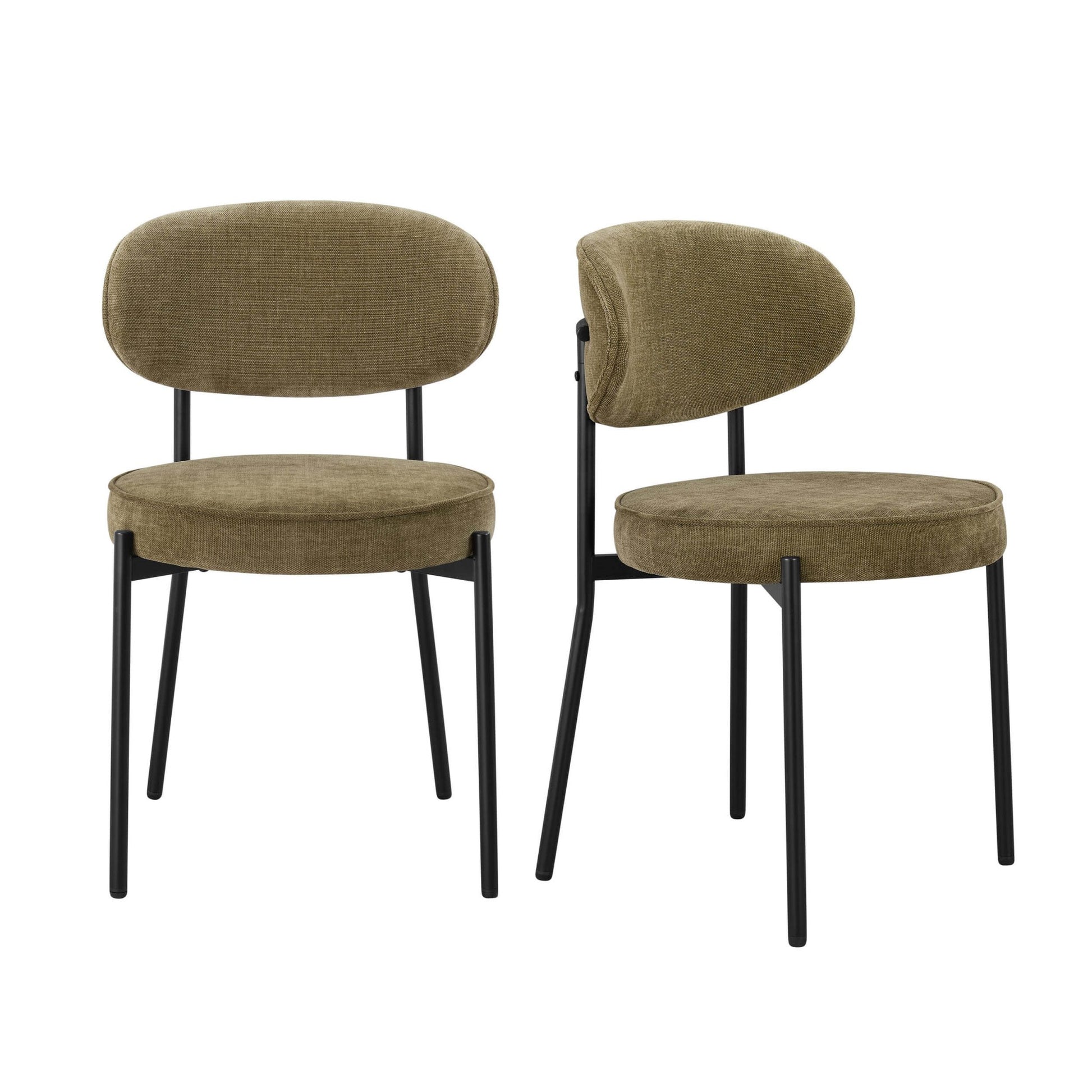 Mia Set of 2 Dining Chairs - Chenille Olive - DUSK