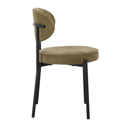 Mia Set of 2 Dining Chairs - Chenille Olive - DUSK