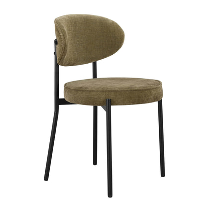 Mia Set of 2 Dining Chairs - Chenille Olive - DUSK