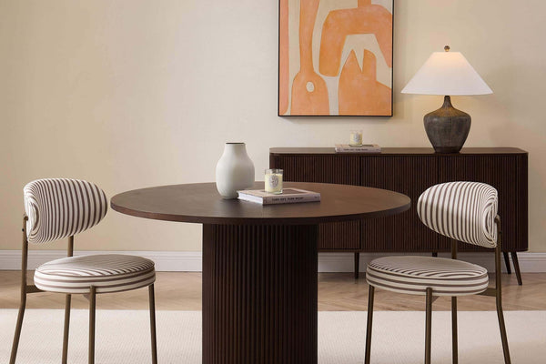 Mia Set of 2 Dining Chairs - Chocolate Stripe - DUSK