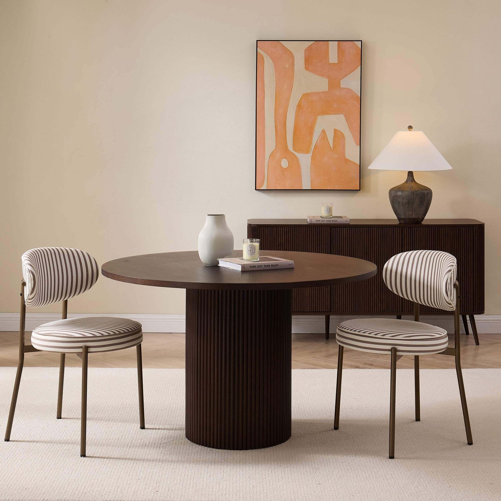 Mia Set of 2 Dining Chairs - Chocolate Stripe - DUSK