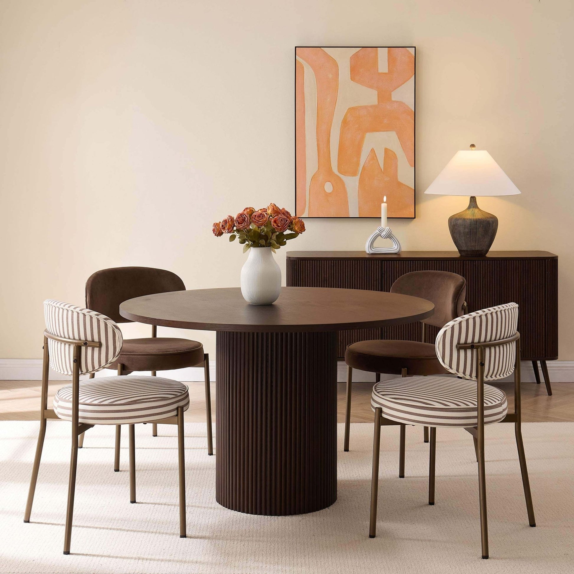Mia Set of 2 Dining Chairs - Chocolate Stripe - DUSK