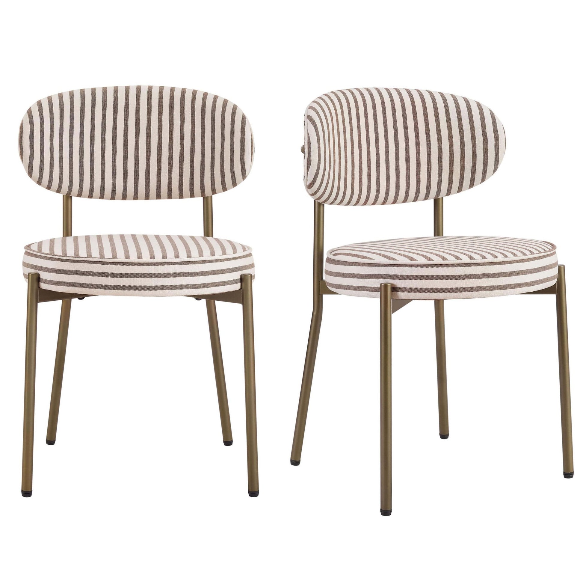 Mia Set of 2 Dining Chairs - Chocolate Stripe - DUSK