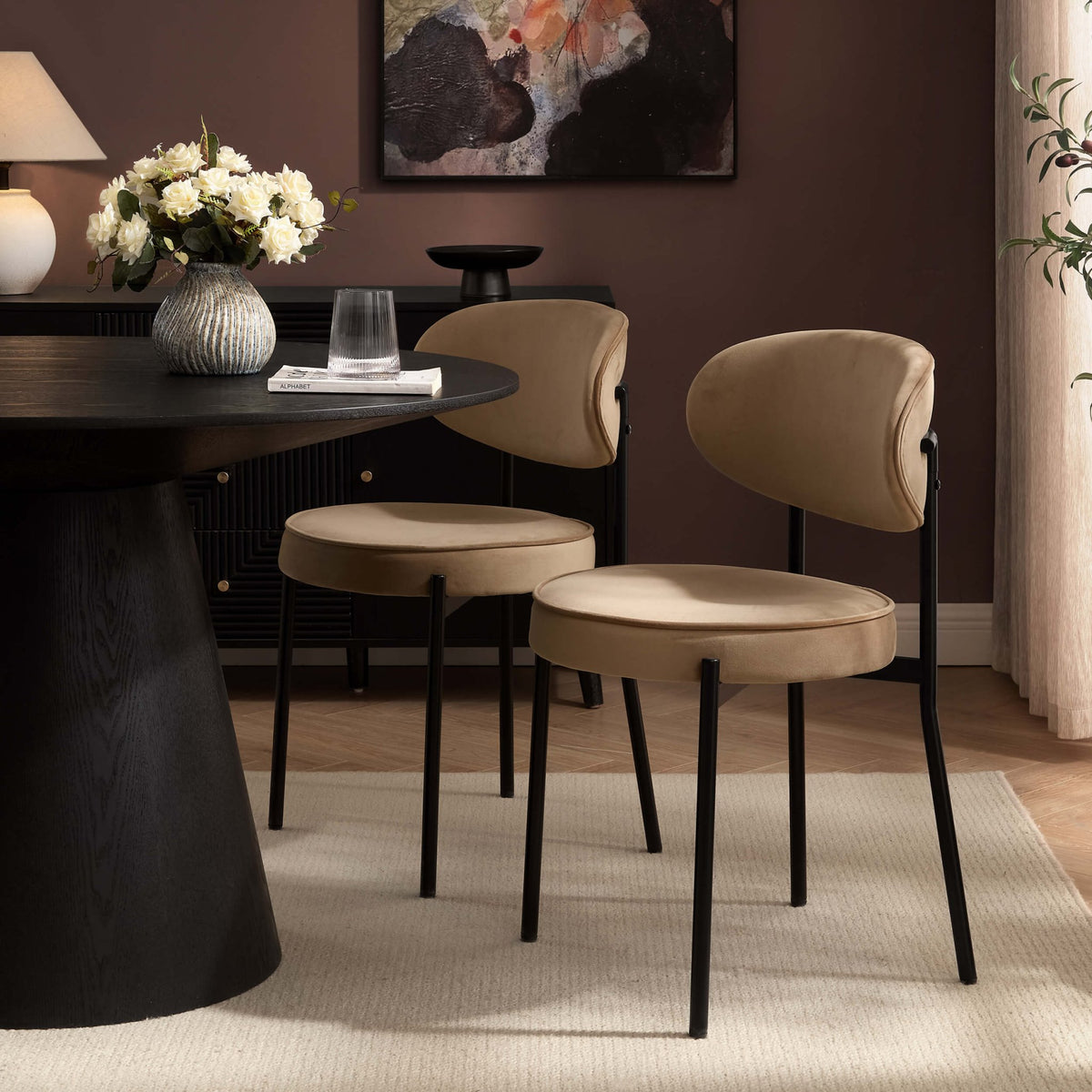 Mia Set of 2 Dining Chairs - Latte - DUSK