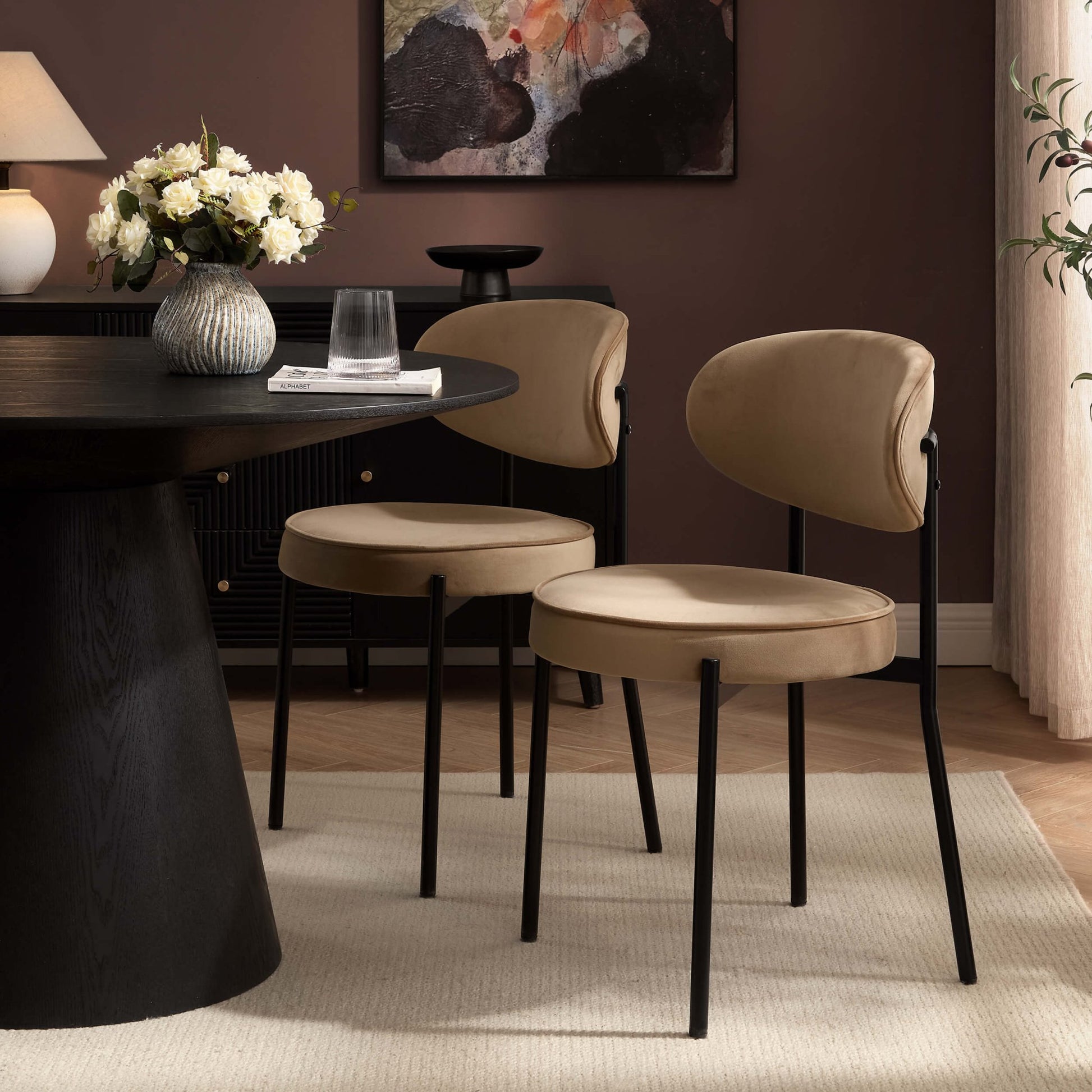 Mia Set of 2 Dining Chairs - Latte - DUSK