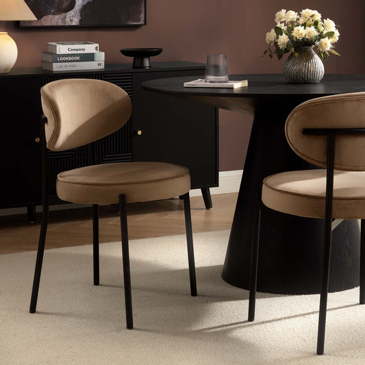 Mia Set of 2 Dining Chairs - Latte - DUSK