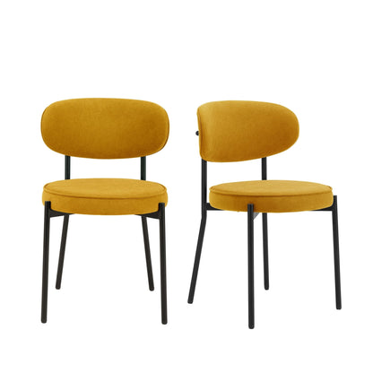 Mia Set of 2 Dining Chairs - Matte Velvet - Mustard - DUSK