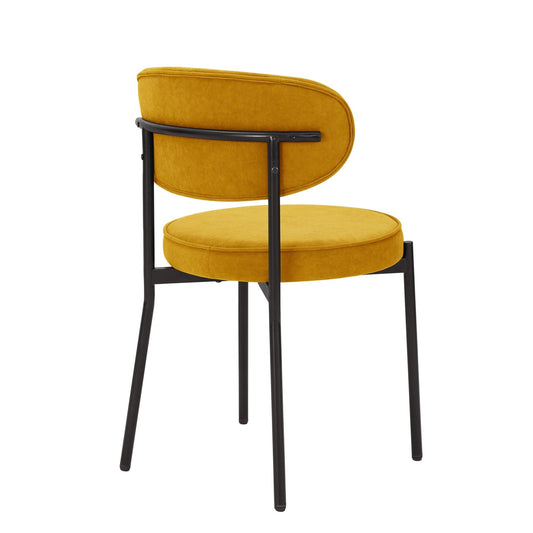Mia Set of 2 Dining Chairs - Matte Velvet - Mustard - DUSK