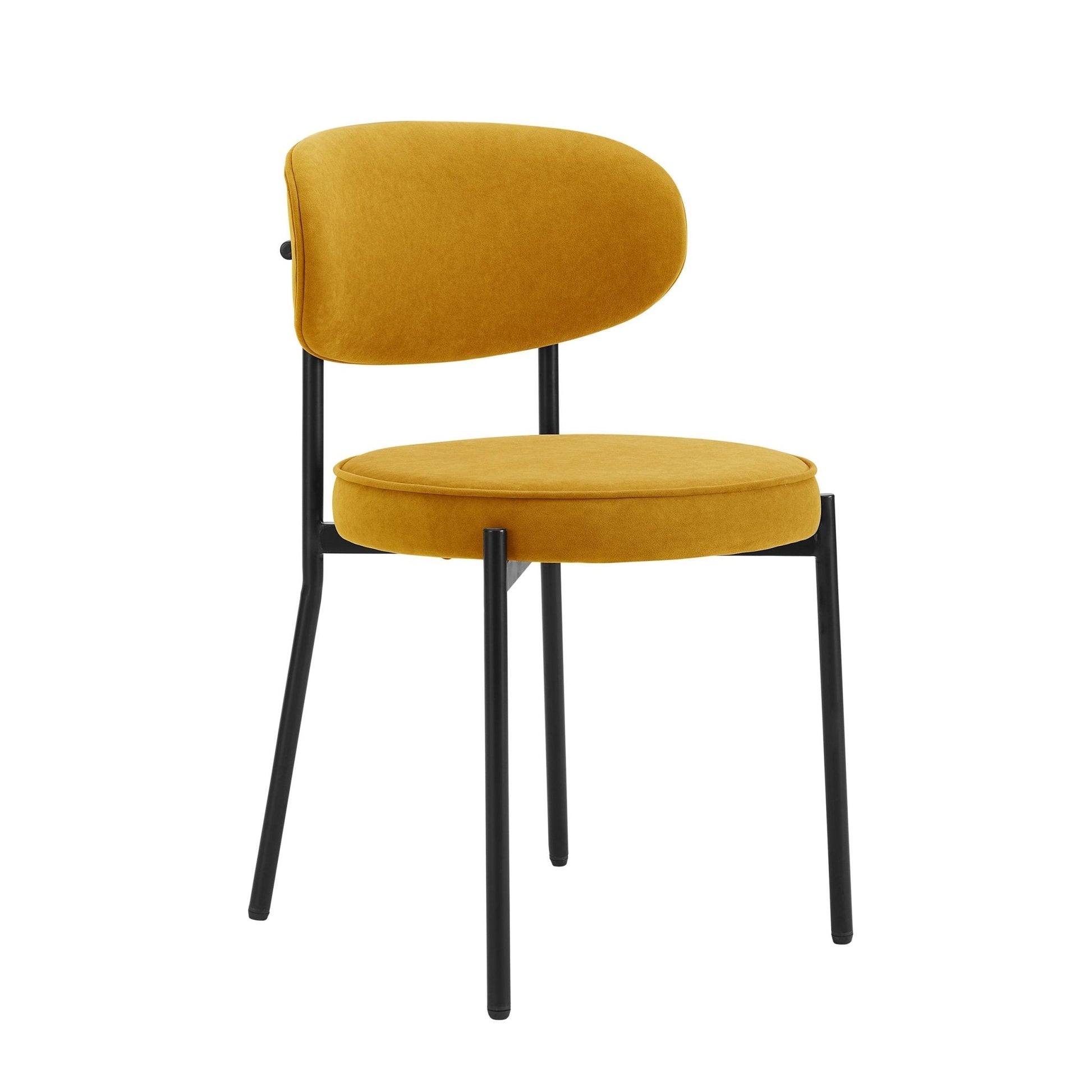 Mia Set of 2 Dining Chairs - Matte Velvet - Mustard - DUSK