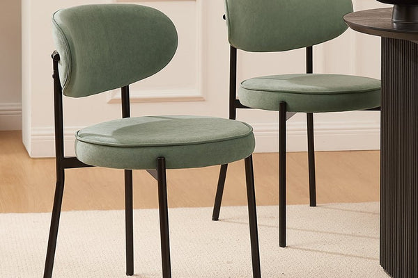 Mia Set of 2 Dining Chairs - Matte Velvet - Sage Green - DUSK