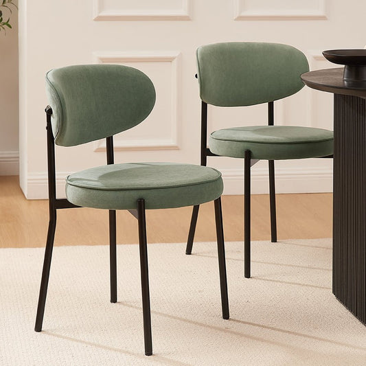 Mia Set of 2 Dining Chairs - Matte Velvet - Sage Green - DUSK 894