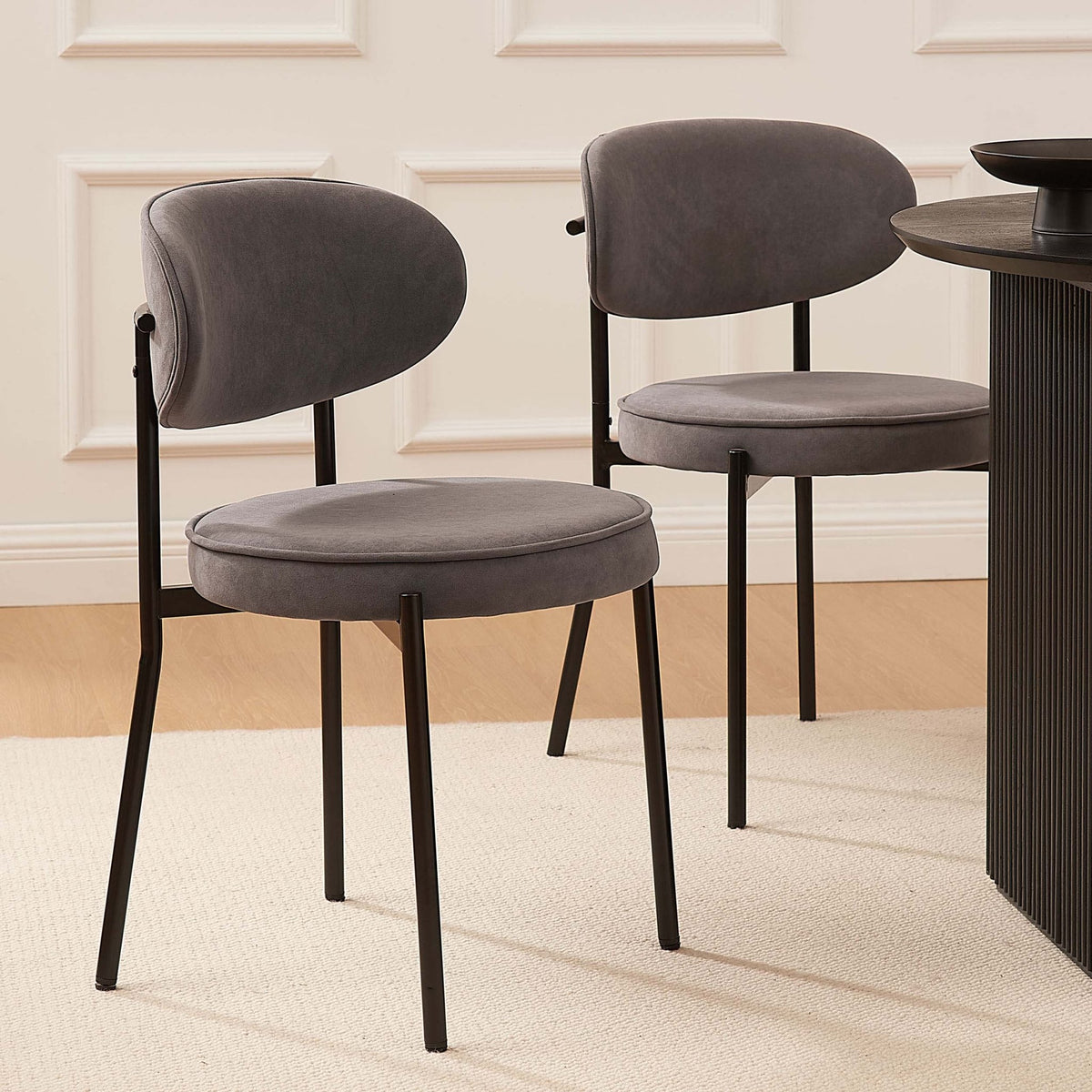 Mia Set of 2 Dining Chairs - Matte Velvet - Taupe - DUSK