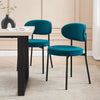 Mia Set of 2 Dining Chairs - Matte Velvet - Teal - DUSK