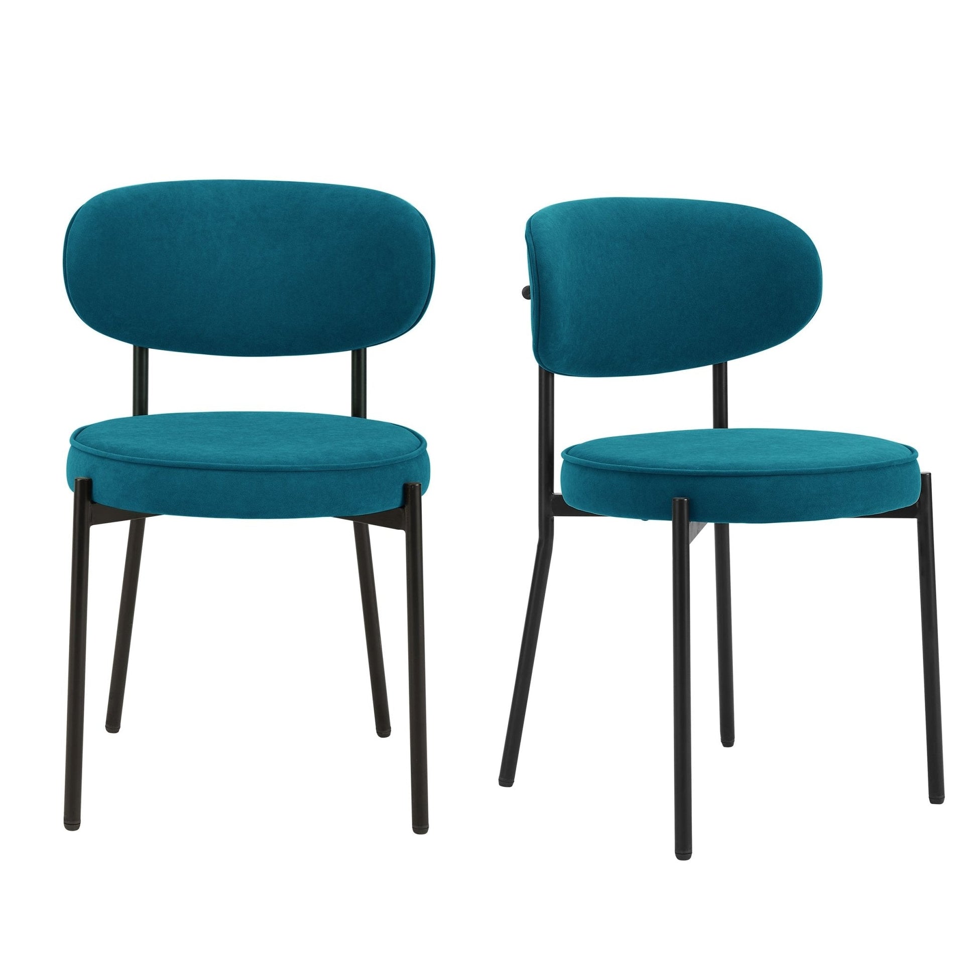 Mia Set of 2 Dining Chairs - Matte Velvet - Teal - DUSK