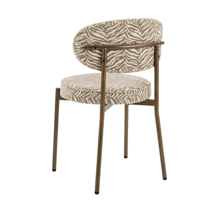 Mia Set of 2 Dining Chairs - Taupe Animal Stripe - DUSK