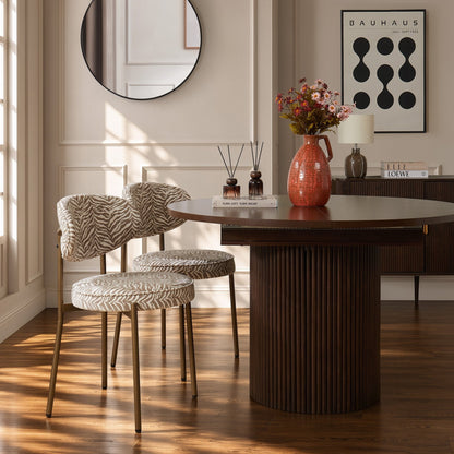 Mia Set of 2 Dining Chairs - Taupe Animal Stripe - DUSK