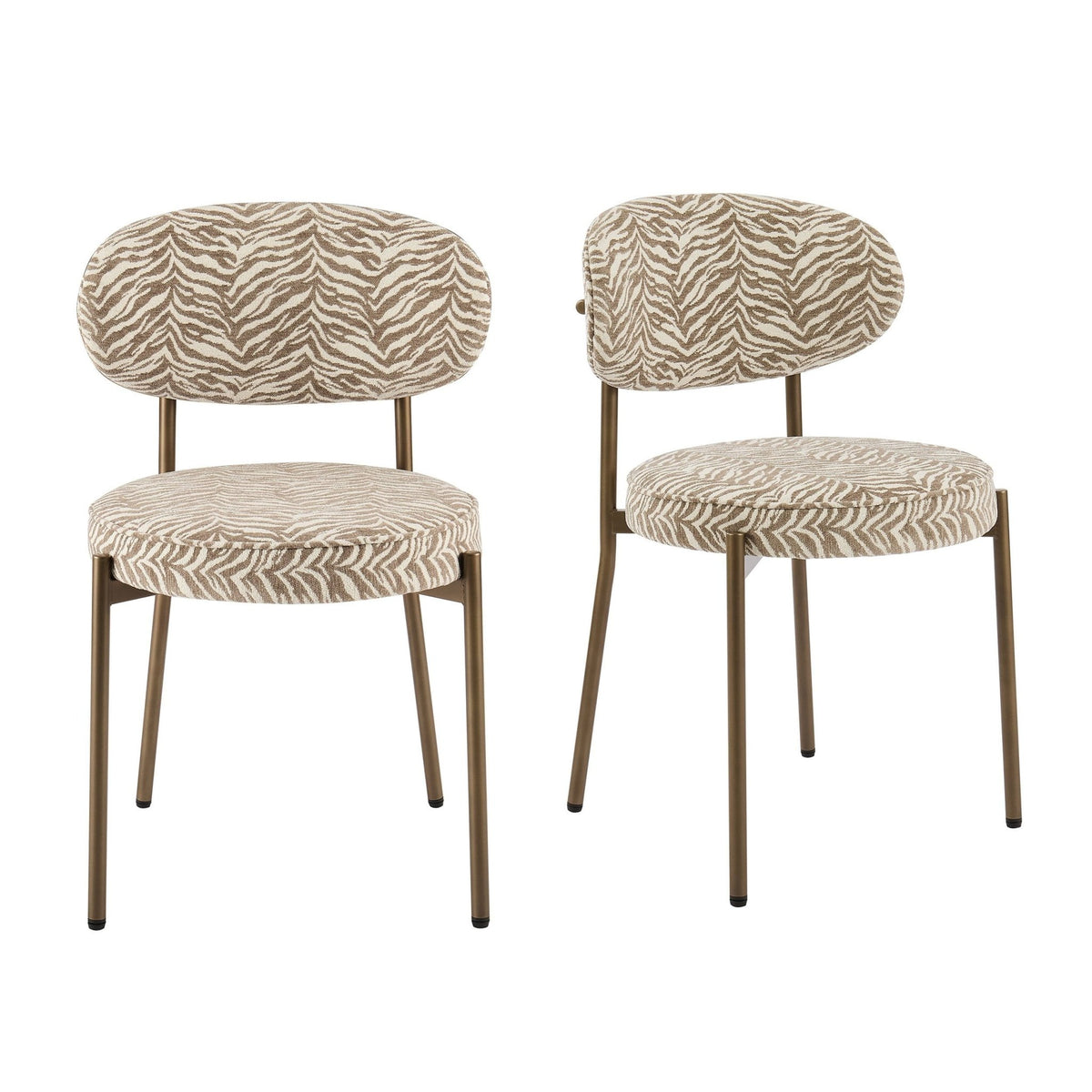 Mia Set of 2 Dining Chairs - Taupe Animal Stripe - DUSK