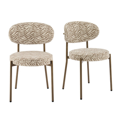 Mia Set of 2 Dining Chairs - Taupe Animal Stripe - DUSK