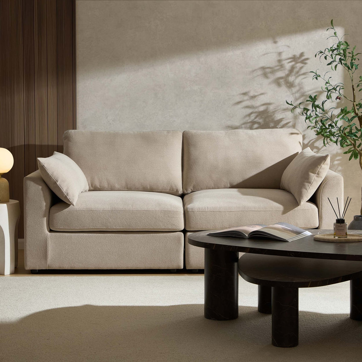 Miami 2 Seater Sofa - Chenille Oatmeal - DUSK