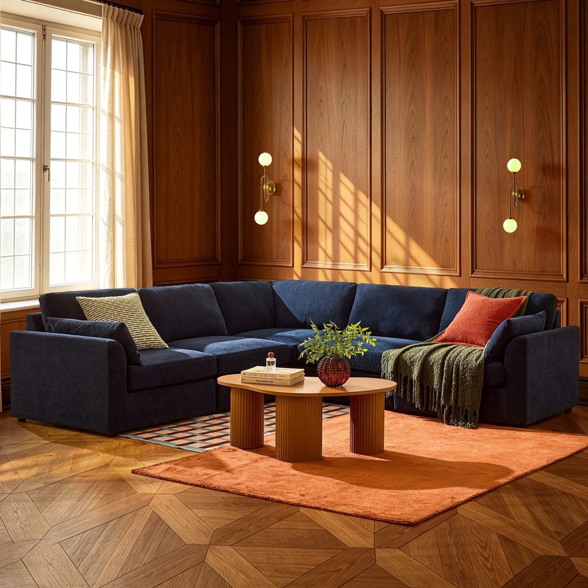 Miami Left Hand Corner Sofa - Chenille Navy - DUSK