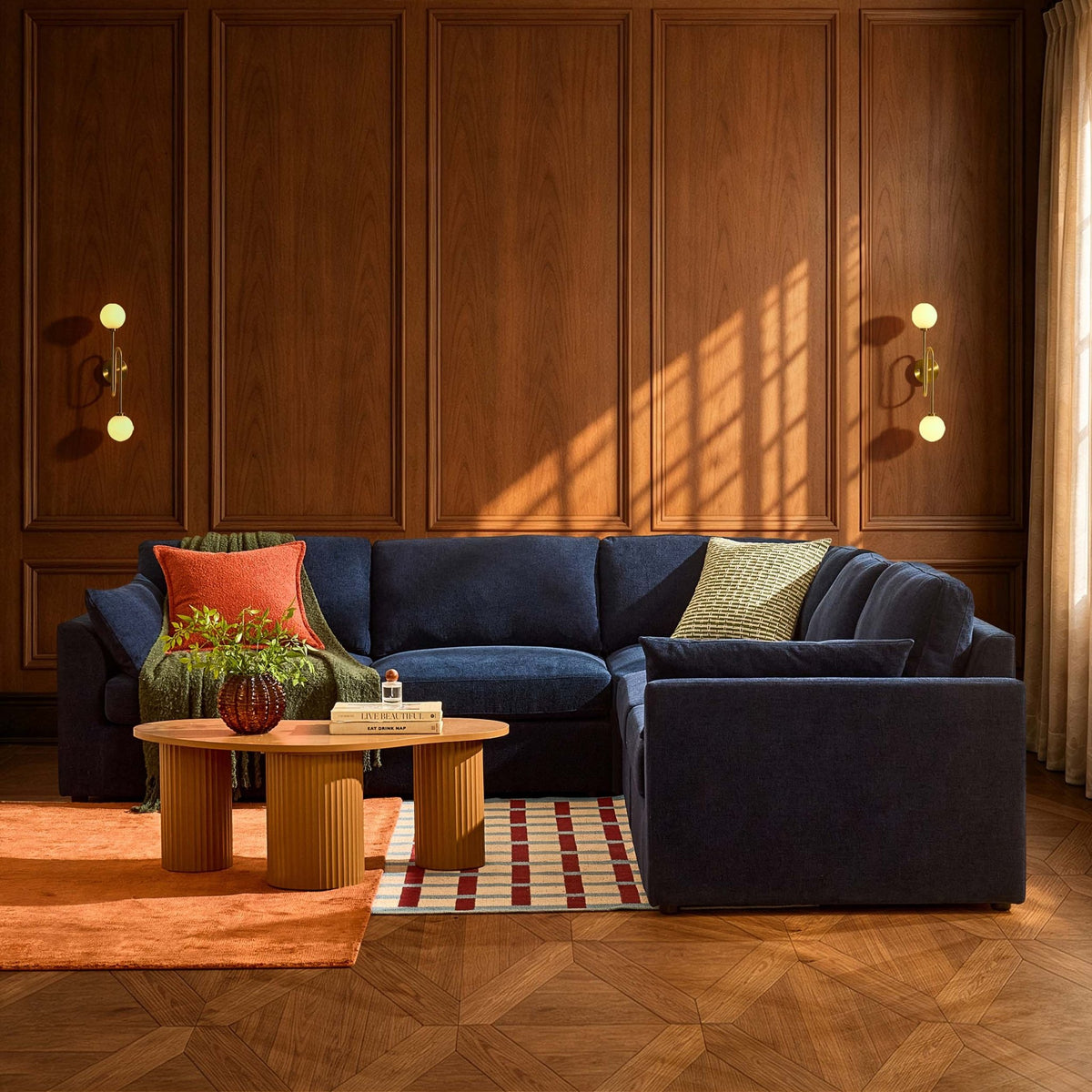 Miami Left Hand Corner Sofa - Chenille Navy - DUSK