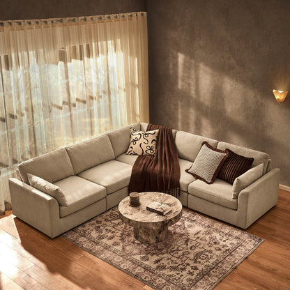 Miami Left Hand Corner Sofa - Chenille Oatmeal - DUSK