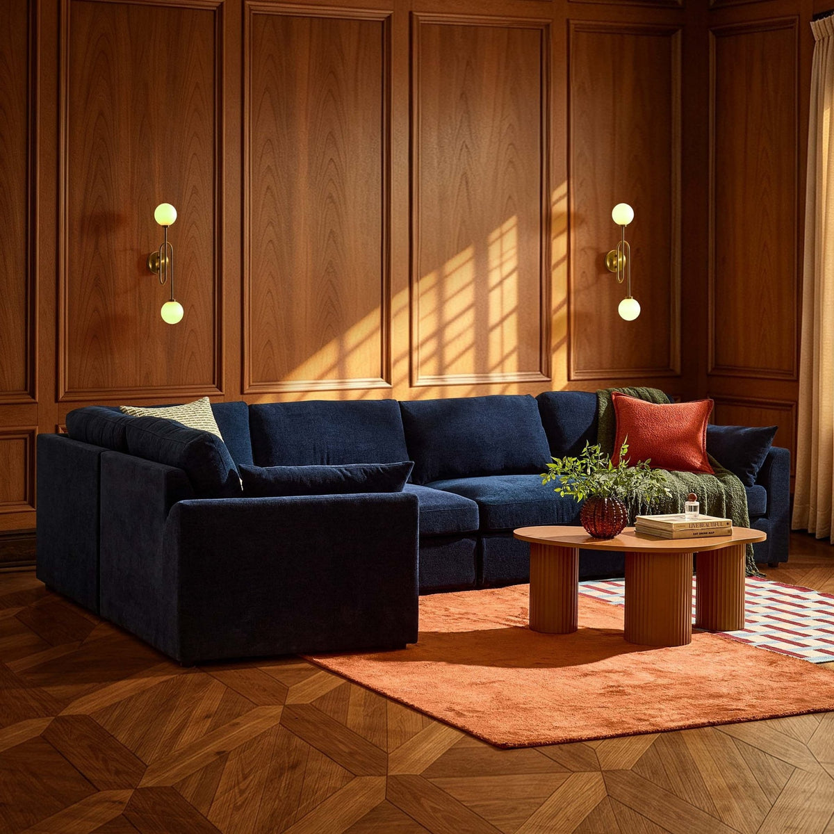 Miami Left Hand Large L-Shape Sofa - Chenille Navy - DUSK