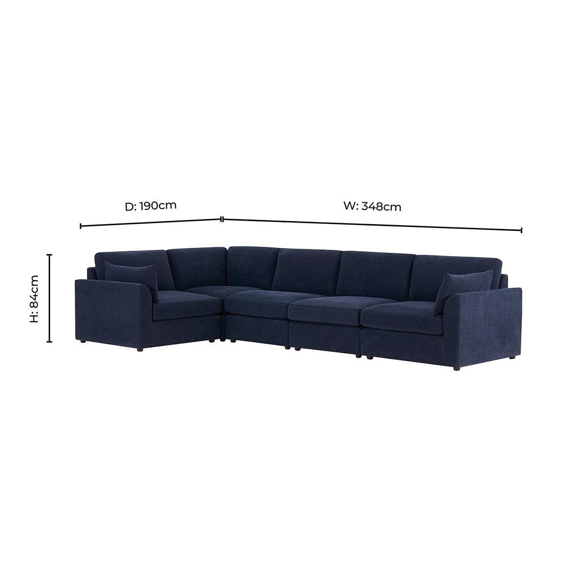 Miami Left Hand Large L-Shape Sofa - Chenille Navy - DUSK