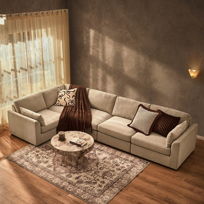 Miami Left Hand Large L-Shape Sofa - Chenille Oatmeal - DUSK