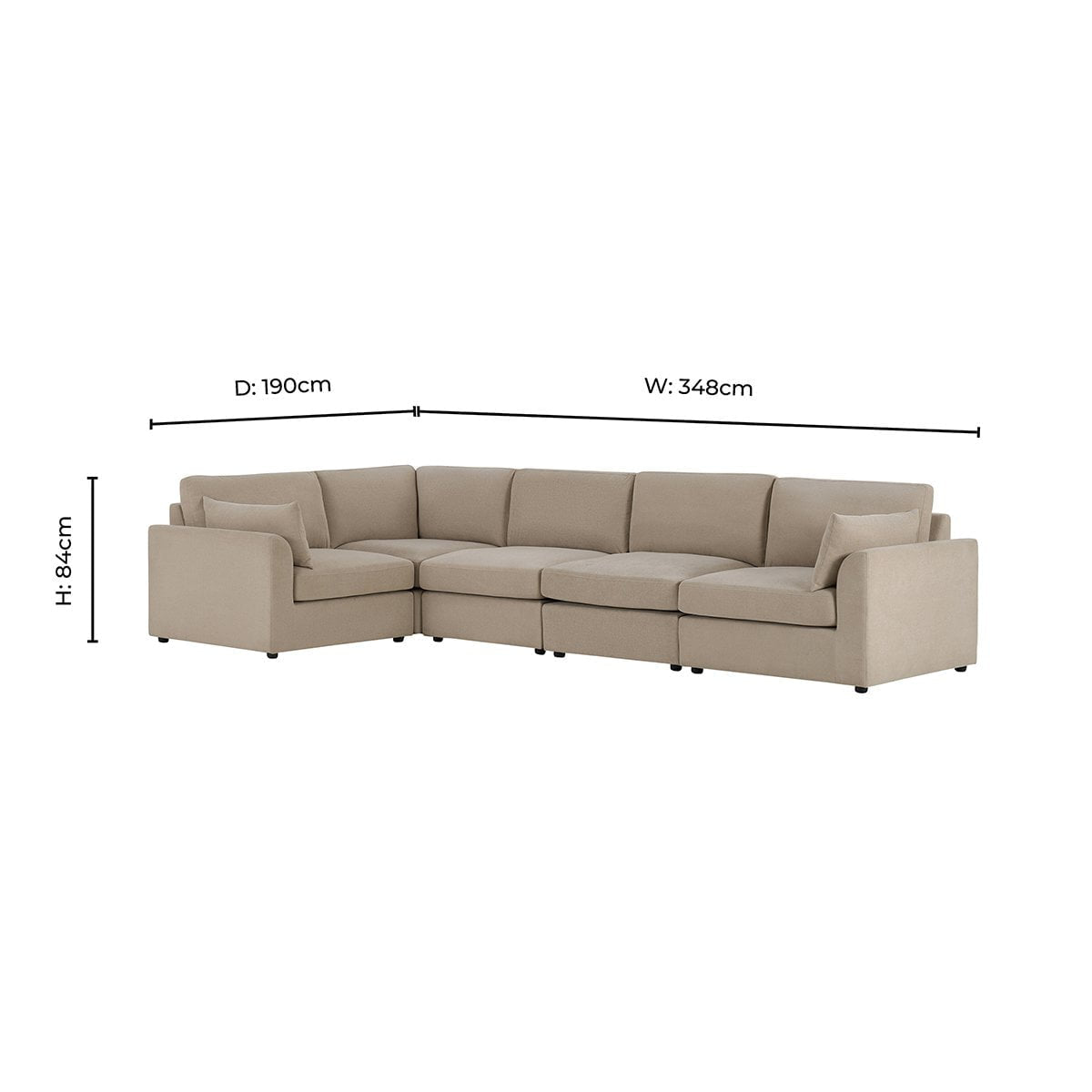 Miami Left Hand Large L-Shape Sofa - Chenille Oatmeal - DUSK