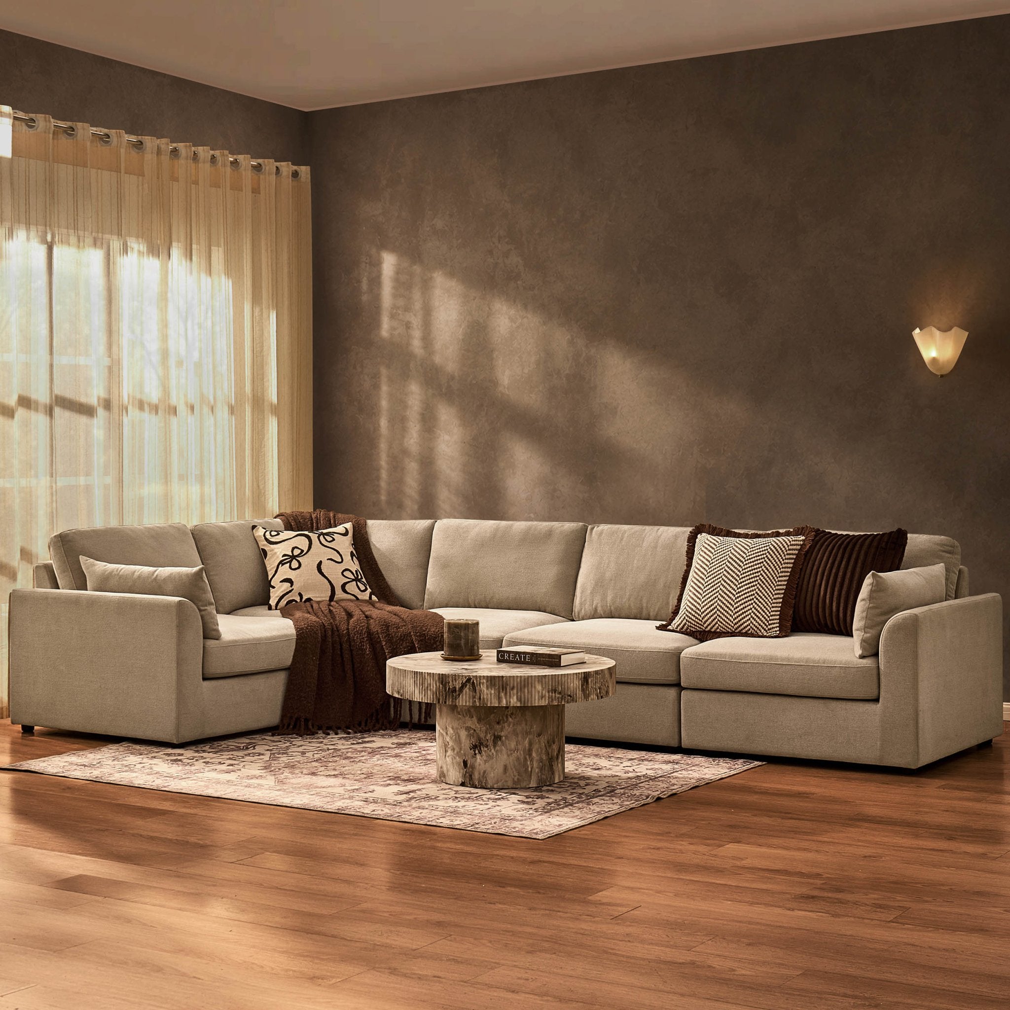 Miami Left Hand Large L-Shape Sofa - Chenille Oatmeal - DUSK