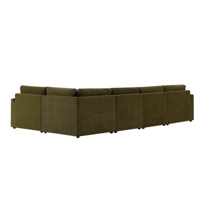 Miami Left Hand Large L-Shape Sofa - Chenille Olive - DUSK