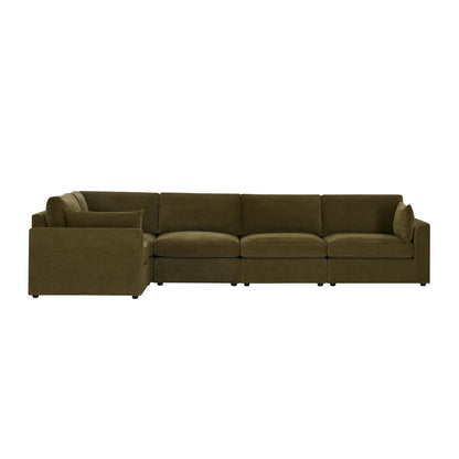 Miami Left Hand Large L-Shape Sofa - Chenille Olive - DUSK