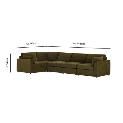 Miami Left Hand Large L-Shape Sofa - Chenille Olive - DUSK