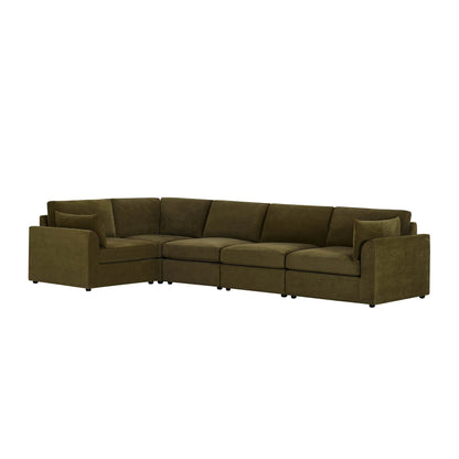 Miami Left Hand Large L-Shape Sofa - Chenille Olive - DUSK