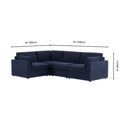 Miami Left Hand Small L-Shape Sofa - Chenille Navy - DUSK