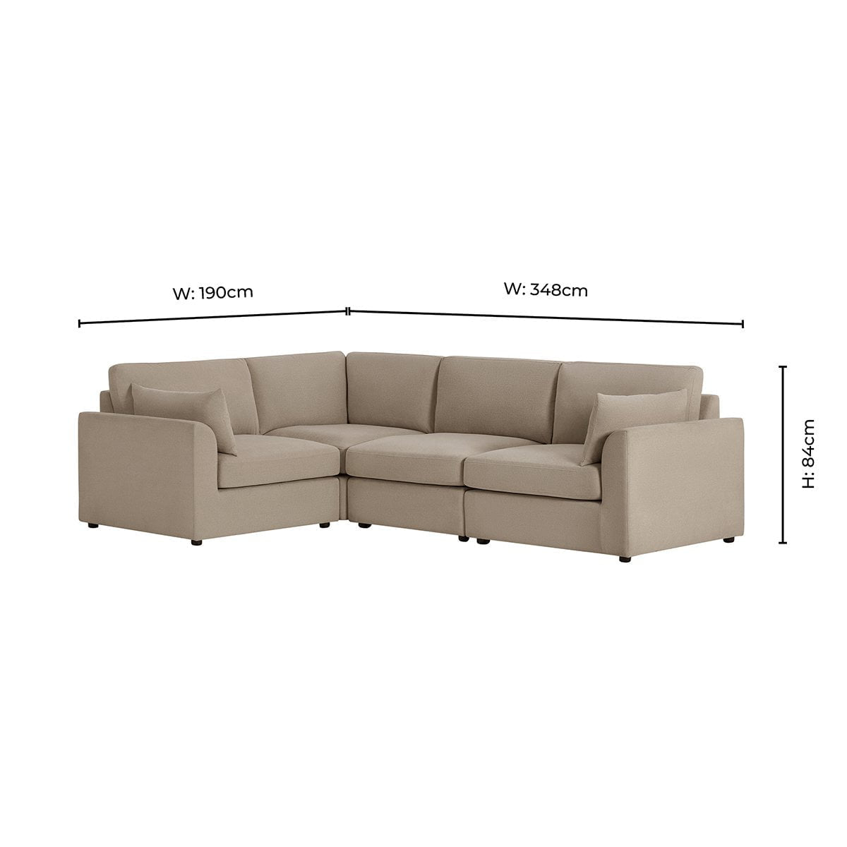Miami Left Hand Small L-Shape Sofa - Chenille Oatmeal - DUSK