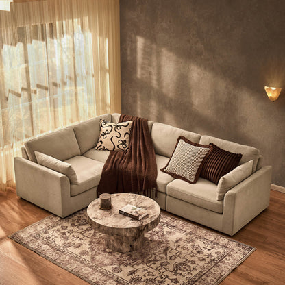 Miami Left Hand Small L-Shape Sofa - Chenille Oatmeal - DUSK