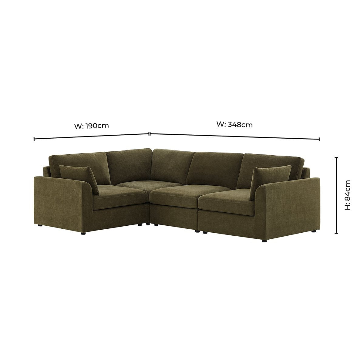 Miami Left Hand Small L-Shape Sofa - Chenille Olive - DUSK
