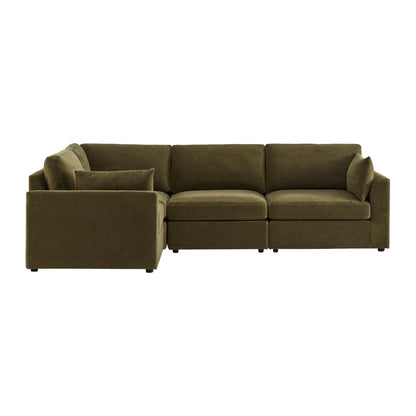 Miami Left Hand Small L-Shape Sofa - Chenille Olive - DUSK