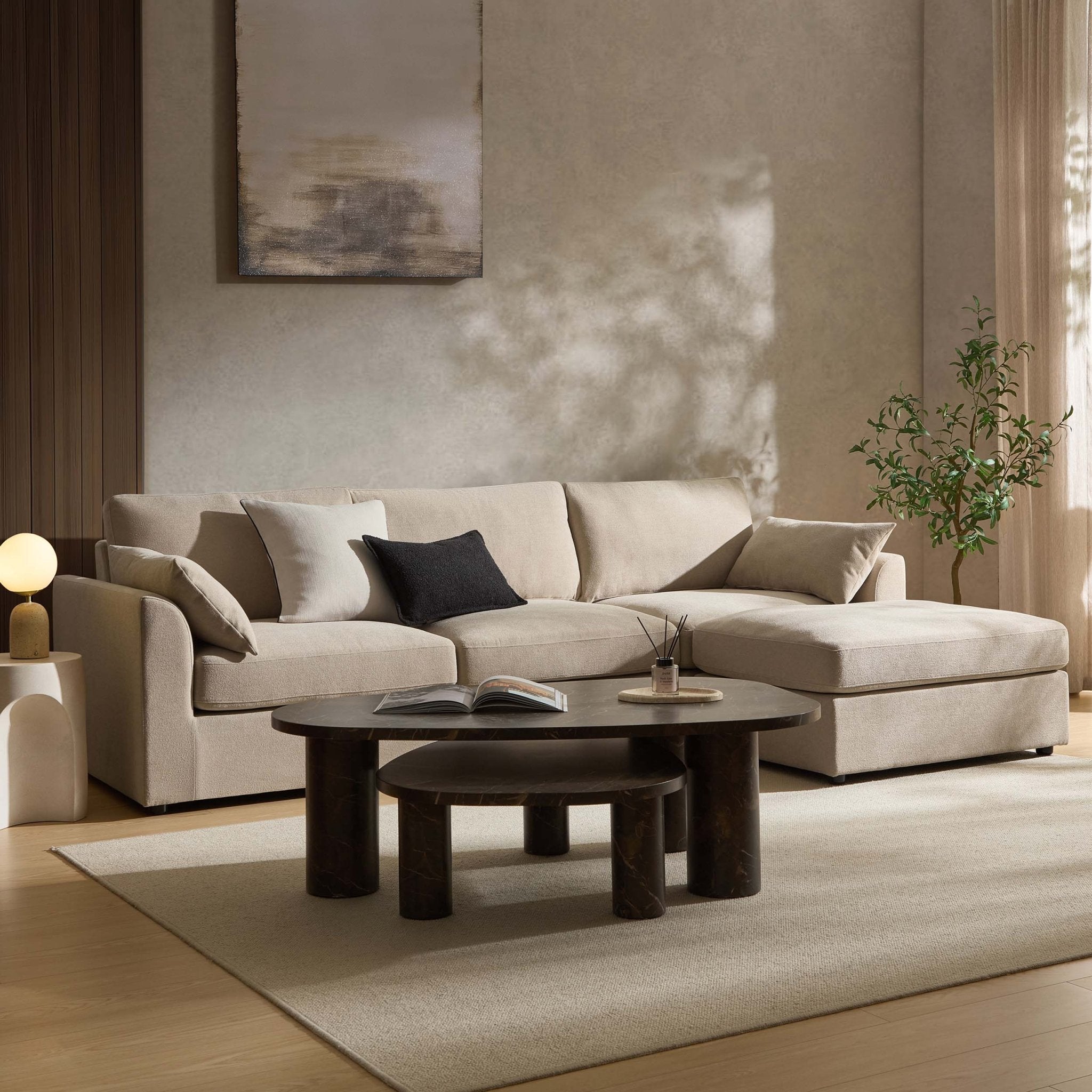 Miami Right Hand Chaise Sofa - Chenille Oatmeal - DUSK