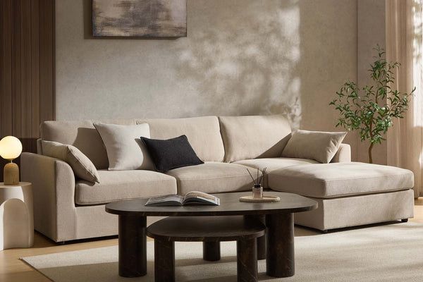 Miami Right Hand Chaise Sofa - Chenille Oatmeal - DUSK