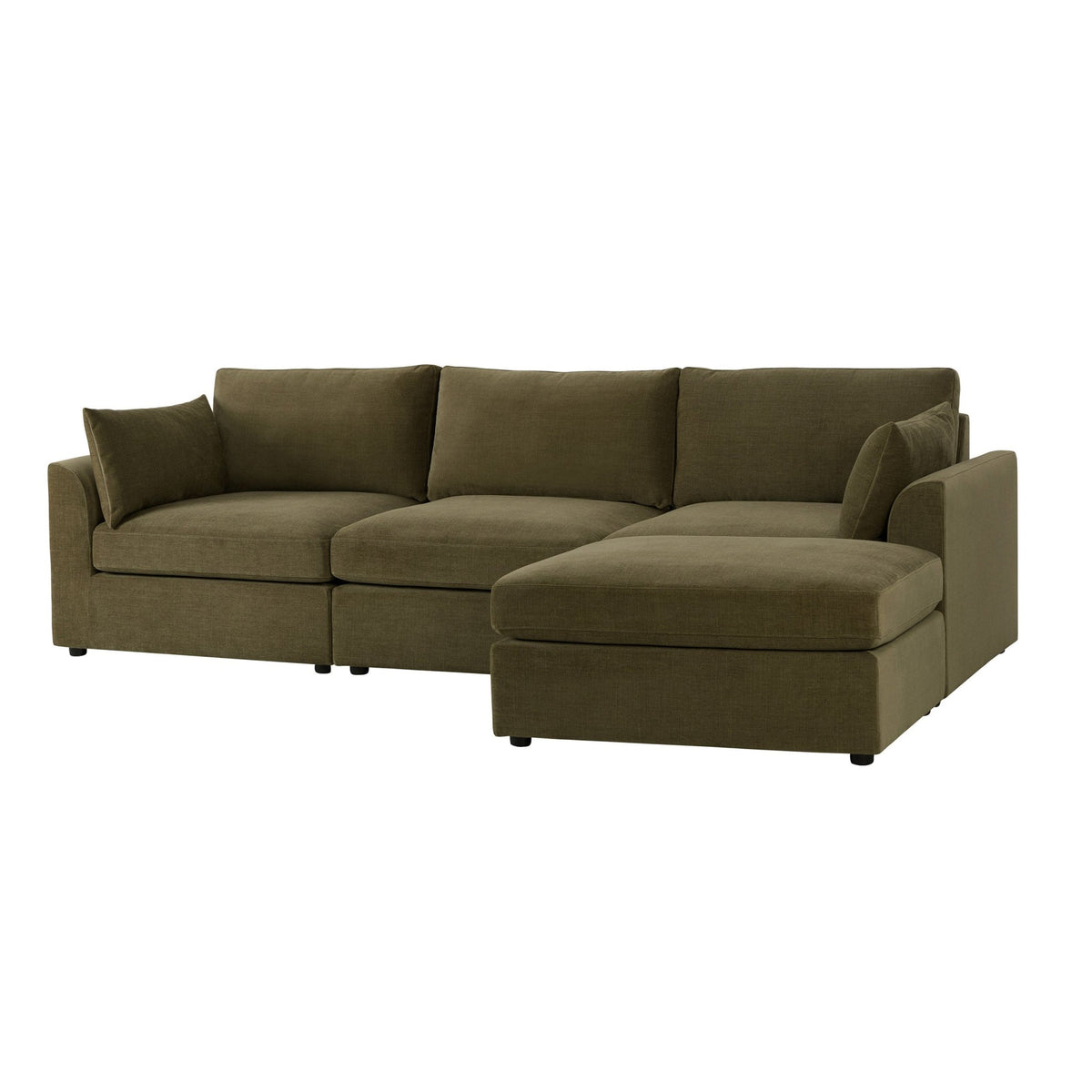 Miami Right Hand Chaise Sofa - Chenille Olive - DUSK