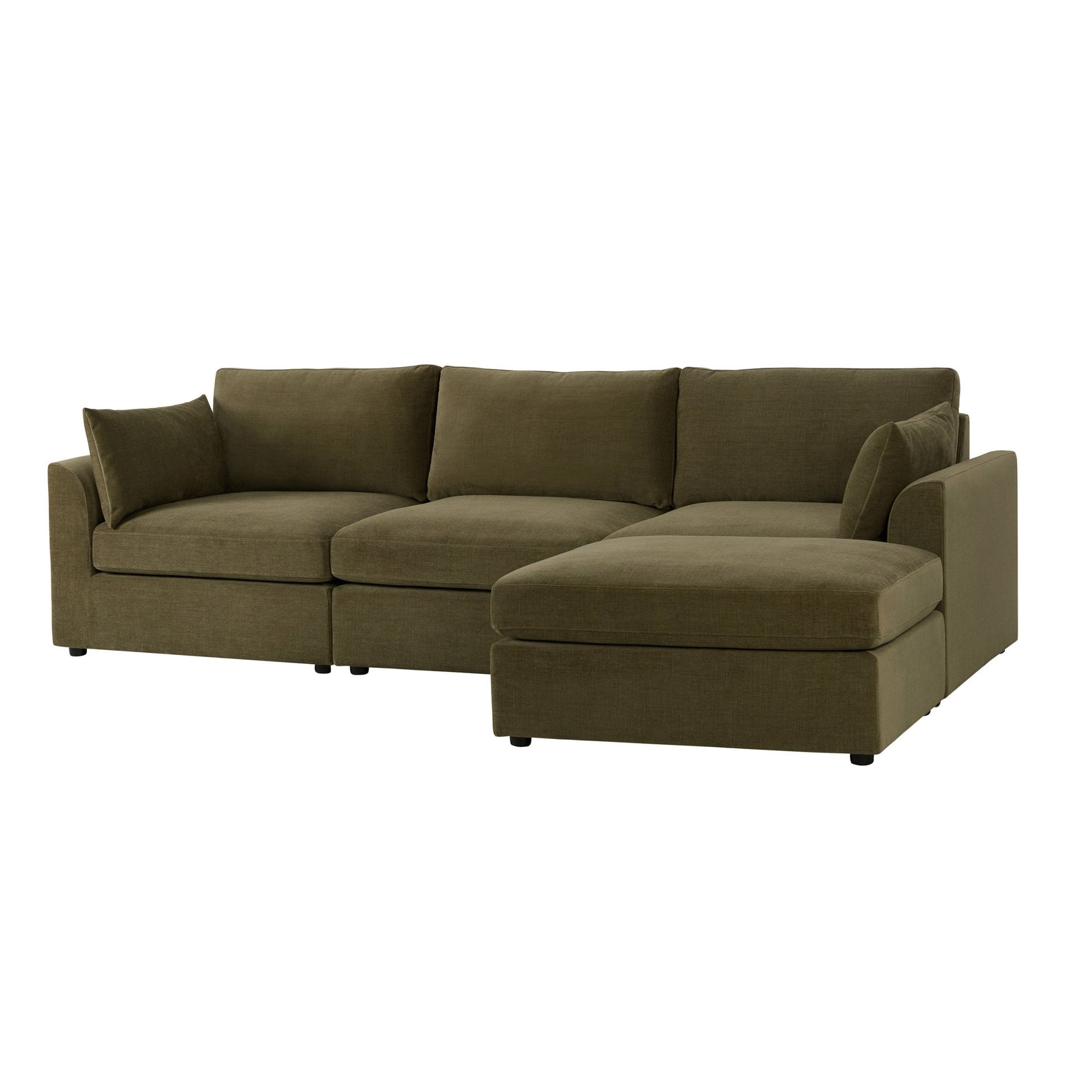 Miami Right Hand Chaise Sofa - Chenille Olive - DUSK