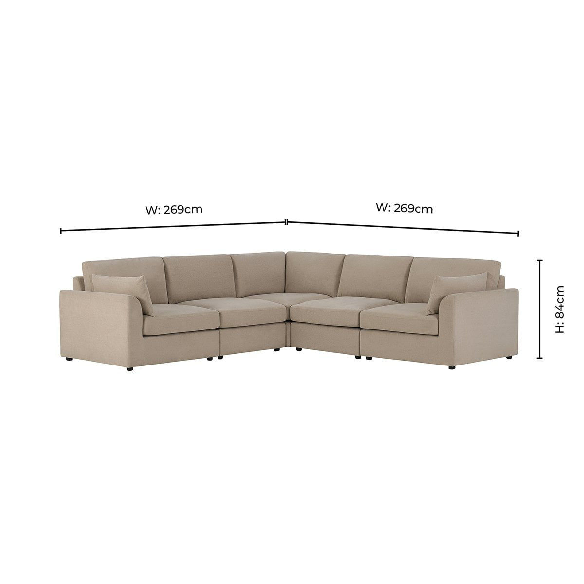 Miami Right Hand Corner Sofa - Chenille Oatmeal - DUSK