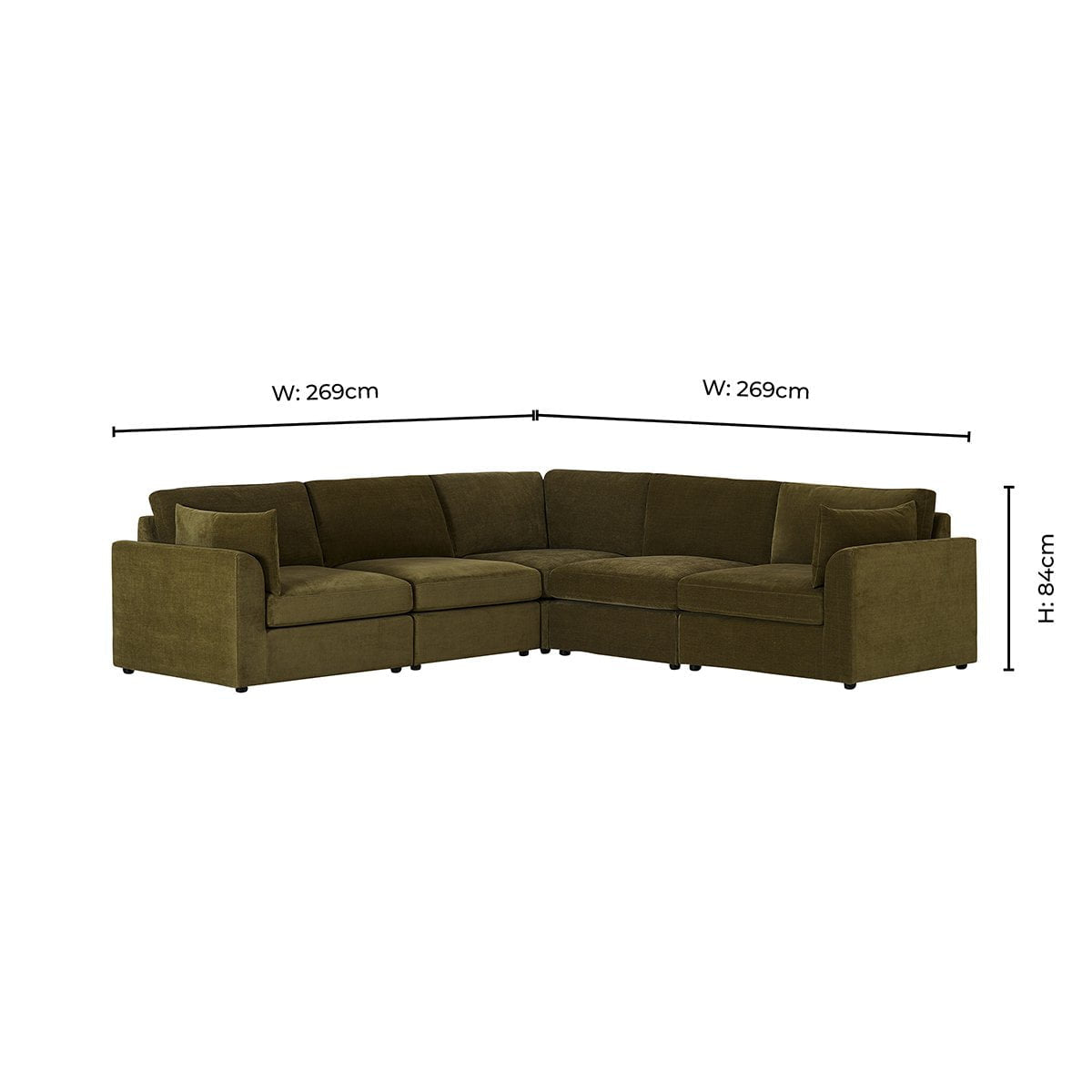 Miami Right Hand Corner Sofa - Chenille Olive - DUSK