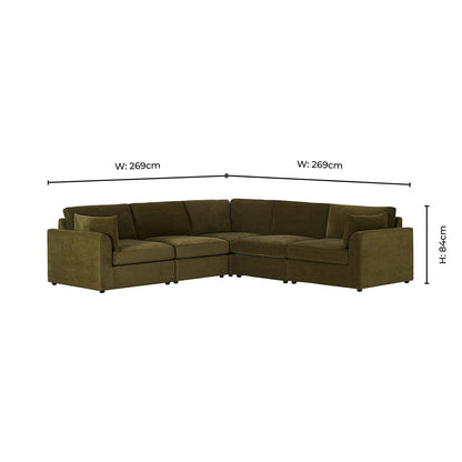 Miami Right Hand Corner Sofa - Chenille Olive - DUSK