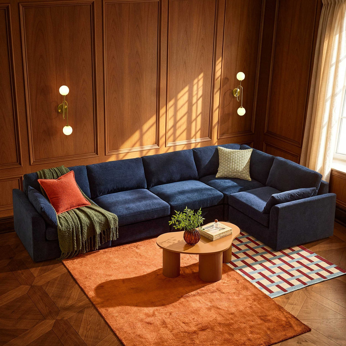 Miami Right Hand Large L-Shape Sofa - Chenille Navy - DUSK